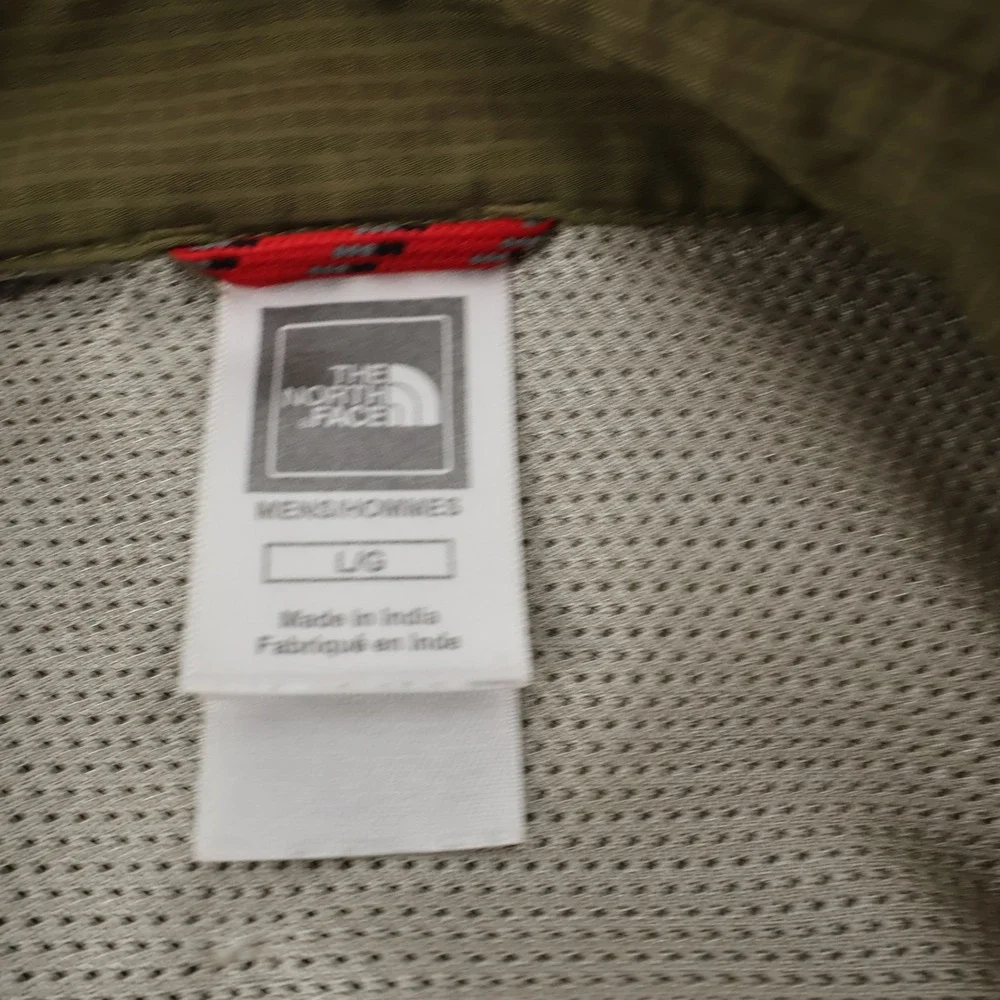 The North Face Olive Green Short Sleeve Button Up‎ Shirt Mens L Hiking FLAWS